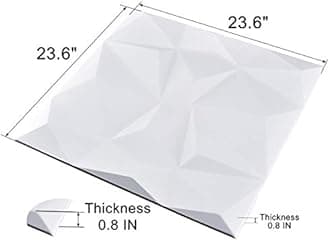 Art3d 3D Leather Tiles Decoartive 3D Wall Panels, White Diamond 23.6" x 23.6" (6 Pack)