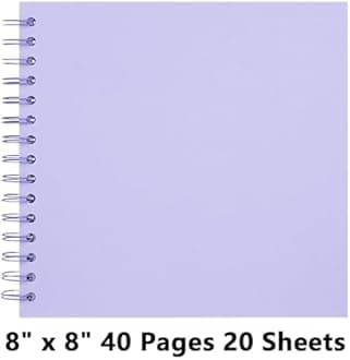 Remowith 8X8 Inch DIY Scrapbook Photo Album, Kraft Blank Paper Scrap Book 40 Pages Memory Book for Wedding Family, Light Purple