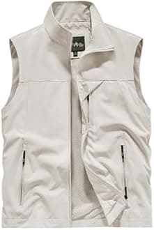Men's Softshell Vest Outerwear Zip Up Sleeveless Quick Dry Fishing Vests Outdoor Casual Multi Pocket Jacket for Hiking Golf