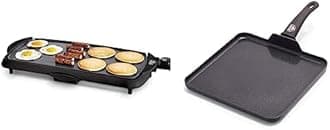 GreenLife 20" Electric Griddle (PFAS-Free) and 11" Griddle Pan Bundle, Ceramic Nonstick Coating, Stay Cool Handles