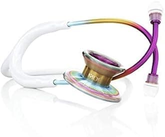 MDF White-Kaleidoscope MD One Epoch Lightweight Titanium Stethoscope, Adult, White Tube, Kaleidoscope Chestpiece-Headset, MDF777TKL29