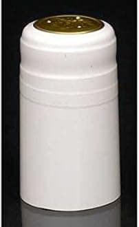 PVC Heat Shrink Capsules With Tear Tabs For Wine Bottles - 60 Count (White)