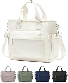 Lunch Bag Women,Large Adult Lunch Box for Women Men,Insulated Lunch Tote Bag For Work,Lunch Bags Loncheras Para Mujer With Shoulder Strap Water Bottle Holder Beige