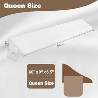 Vekkia Queen Size Bed Wedge Pillow for Headboard, Mattress Gap Filler, Bed Gap Filler to Close The Gap, Triangle Bloster Pillow (0-4.5") Between Your Headboard and Mattress, White