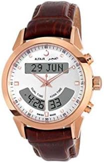 Alfajr Deluxe Watch with Leather bracelet for men WA-10B - Brown & White