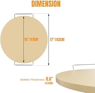 Round Pizza Stone for Grill 16 inch with Handles - Heavy Duty Cordierite Pizza Stone for Oven -Thermal Shock Resistant Baking Stone, Includes Metal Rack & Scraper