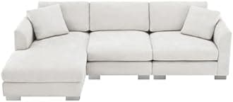 WILLIAMSPACE 96" Cloud Sectional Sofa Couch for Living Room, Modern Upholstered L-Shape Sofa 3 Seater Couch with Oversized Chaise, Corner Sofa for Apartment, Chenille (Left-Facing,Minsk Gray)