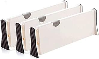House of Quirk Drawer Dividers Organizer 3 Pack, Adjustable Separators 4" High Expandable from 11-17" for Bedroom, Bathroom, Closet,Clothing, Office (((3Pack)))