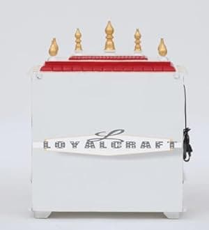 LOYALCRAFT Wooden Temple mandir/god Stand for/Pooja Stand/mandap/mandapam/Pooja mandir with Doors (Medium 18x12x24 WxDxH INCH, White Orange)