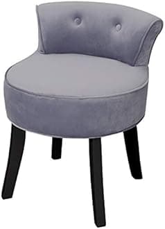Qivange Velvet Vanity Dressing Table Stool Low Back Makeup Vanity Stool Chair Bedroom Chair Stool Wood Legs (Grey, 51 * 48 * 60)