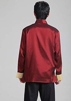 Chinese Style Tai Chi Shirt Kung Fu Tops Tang Suit Men Long Sleeve Dragon Embroidered Jacket Coat Outwear