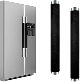 Refrigerator Door Handle Covers Washable Cloth Kitchen Decor Keep Appliance Clean Anti-Static Stains for Fridge Dishwashers Velvet (2Pcs Black)