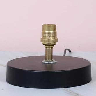 tu casa Black Metal Base Table Lamp with Off-White Cotton Shade | Decorative Bedside & Desk Lamp for Bedroom, Living Room, Lounge, Office & Study | Home Décor & Festive Gifting