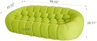 Bubble Couch, Modern Curved Couch, Memory Foam Round Lazy Floor Sofa, 3D Honeycomb Bubble Sofa Curved Sofas for Living Room (Fluorescent Green, 98.43")