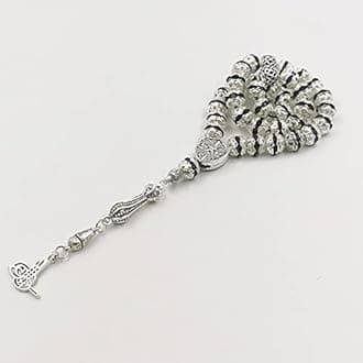 Women Tasbih Metal Silver Color Rosary Bead Inlaid Black Crystal Muslim misbaha (8mm x 66 Beads)