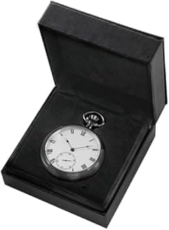 Resistance Full Steel Pocket Watch Mechanical Hand Wind Antique Clock Honed Stainless Original with Chain & Box, black, everyday