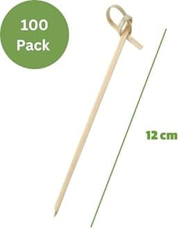 100 Pack Natural Bamboo Knot Skewers,120mm Bamboo Twisted End Cocktail Picks, Appetizer Picks for Party Snacks Club Sandwiches Finger Food Barbecue Must 120mm pack of 100