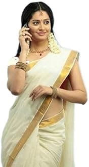 Ready2wearWiMO ready to wear saree, 1 minute saree, traditional Kerala kasavu saree, quality handloom cotton, running blouse with zari border