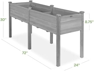 Best Choice Products 72x23x30in Large Outdoor Raised Garden Bed, Elevated Wood Planter Box Stand for Backyard, Patio, Balcony w/ Divider Panel, 6 Legs, 300lb Capacity - Gray