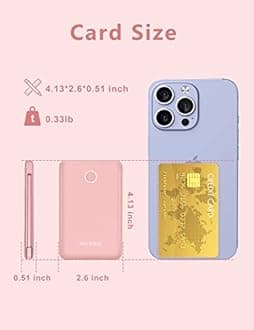 6000mah Ultra Slim Built in Cables Power Bank, Card Size Built in USB C Cords Battery Pack Portable Charger for Phones, 3 Output External Battery Pack Compatible with iPhone, 2-Pack Black & Pink