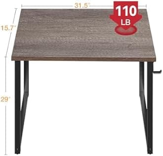 Casaottima 32 Inch Small Computer Desk for Home Office, Study Writing Table for Small Spaces, Simple Modern Desk with Headphone Hooks, Grey Oak