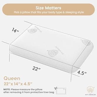 MY ARMOR Ventilated Cooling Gel Memory Foam Pillow, Orthopedic Pillows for Neck Pain Relief, Combo of Queen Size Pillows 4.5 Inch Height with Removable Zipper Cover - Set of 2