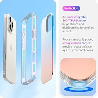 LONLI Hue - for iPhone 16 Pro Case - Holographic Iridescent Phone Case with [4 Airbag Cushioned Corners] - Cute, Unique and Aesthetic Shockproof Cover for Women and Girls