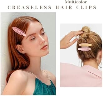 Cptots 10 Pcs Creaseless No Crease No Bend Flat Hair Clips For Styling Non Slip Makeup Clips For Women Salon Hairstyle,Jelly Orange Pink Rose Red