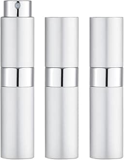 LISAPACK 8ML Atomizer Perfume Spray Bottle for Travel (3 PCS) Empty Cologne Dispenser, Portable Sprayer (Silver)