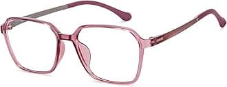 LENSKART AIR Color Flex | Pink Transparent Full Rim Rectangle | Light weight, Flexible, Durable and Unbreakable | Bluecut & Antiglare Computer Eyeglasses | For Women | Medium | LA E14835