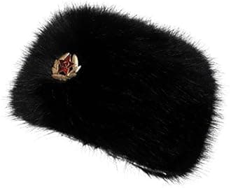 Soul Young Women's Winter Faux Fur Cossak Russian Style Hat (Black with KGB)