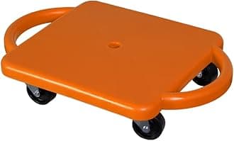 GISCO Sports Sitting Scooter Board with Handles for Kids & Children - Plastic | Flat Sitting Scooter with Casters for Kids | Gym Activities Equipment Elementary School (Orange)