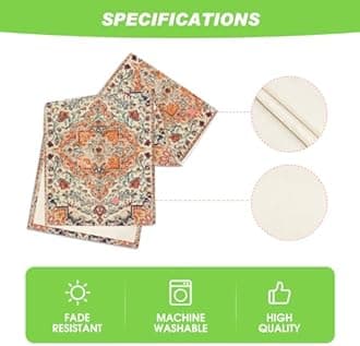 Artoid Mode Boho Bohemia Style Orange Table Runner, Country Rustic Farmhouse Magical Fall Kitchen Dining Table Decoration for Home Party Decor 13x36 Inch