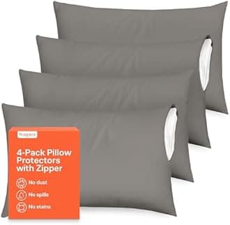 Niagara Sleep Solution 4 Pack Pillow Protectors Dark Grey Zippered Standard 20x26 Inches Brushed Extreme Soft Cooling Microfiber Wrinkle Stain, Fade Resistant (4 Pack Standard Dark Grey)