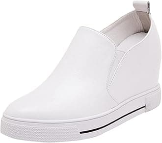 SATUKI Hidden Wedge Sneakers for Women Slip on Fashion High Heel Shoes Casual Platform Loafers