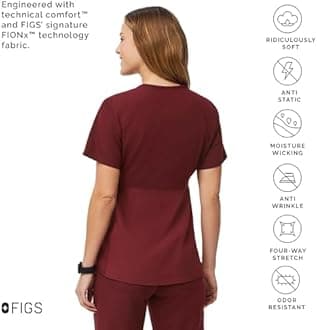 FIGS Octavia Maternity Scrub Top for Women — V-Neck, One Pocket, Curved High-Low Hem, 4-Way Stretch Women's Scrub Top