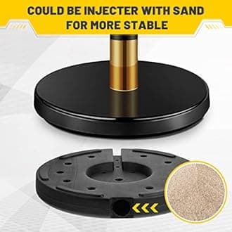 Stainless Steel Stanchion Post Queue 5 ft Red Velvet Rope Red Carpet Ropes and Poles Crowd Control Barriers Sand Injection Hollow Base and Velvet Ropes Set for Party Supplies (4 Pieces, Black, Gold)