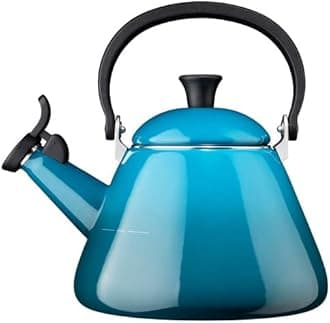 Le Creuset Kone Stove-Top Kettle with Whistle, Suitable for All Hob Types Including Induction, Enamelled Steel, Capacity: 1.6 L, Deep Teal, 40101026420000