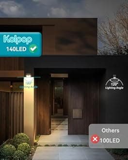 Solar Lights Outdoor 2 Pack, 140LED/3 Modes Motion Sensor Lights Solar Powered, Wireless IP65 Waterproof Solar Wall Lights Outdoor Lights, Bright for Deck Fence Patio Front Door, Warm Light (Brown)