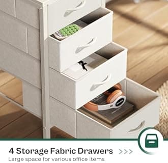 Huuger 55 Inch Computer Desk with Power Outlets and LED Lights, Gaming Desk with 4 Drawers, Office Desk with Monitor Stand, Study Work Home Office, White