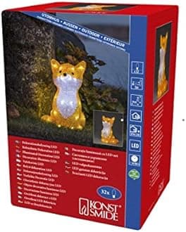 Konstsmide Christmas Outdoor Figures Decoration/Outside Lights LED Acrylic Medium Fox/Outdoor Lighting (IP44) / 64 White LEDs/Transparent Cable,Orange