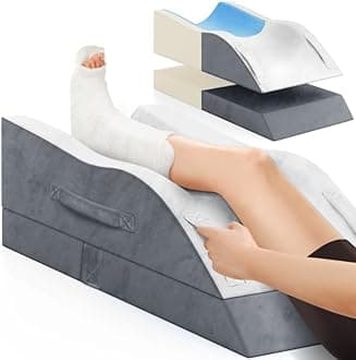 Leg Elevation Pillows, Wedge Pillow for After Surgery, Memory Foam Leg Support Adjustable, Comfort Care for Back Knee Hip Ankles Pain, Knee Pillow for Sleeping Blood Circulation Dark Grey & White