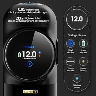 Mast Archer S Max Wireless Tattoo Gun Pen Machine, Pro Cartridges Tattoo Machine, 280g.cm Torque Motor, 4.2mm Stroke Length, 2 Batteries 1600mAh Power, Fast Charge (Green)