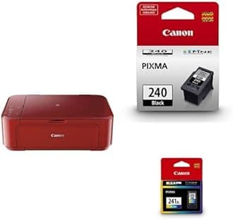 Canon Wireless All-In-One Color Inkjet Printer with Mobile and Tablet Printing, Red + Cartridge Ink Black + Color Ink Cartridge