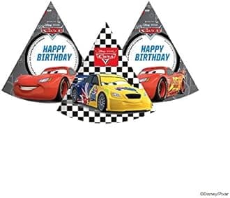 PRETTY UR PARTY Cars Party decorations Kit - 80 pcs include Banners, balloons, thank you, centerpiece, danglers, Caps, Birthday Party Supplies, Mc- queen Birthday Decor, DIY Décor for Kids