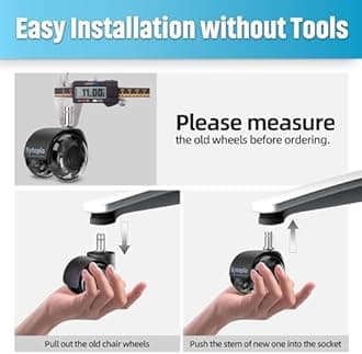 Sytopia Office Chair Wheels Replacement Set of 25, 11x22mm Pin Office Chair Castors for Hardwood Floor, Carpet, Smooth and Silent Gliding, Safe for All Floors (Black, Not Compatiable with 1KEA)