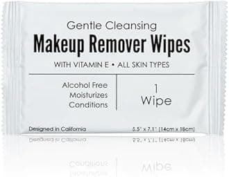 World Amenities - Bulk Makeup Remover Wipes | Individually Wrapped, Gentle Cleansing, Alcohol Free - All Skin Types - Vitamin E - 100% Recyclable, Hotel Travel Size Toiletries (25 Count)