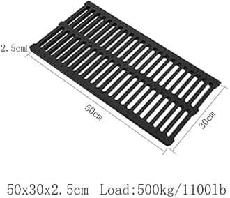 Drain Channel Strainers, Sewer Cover Grates, Kitchen Sewage Ditch，Trench Drainage, Linear Drain, Regular Trench Drain, for Garage Driveway Lawn (Color : Black, Size : 50x30x2.5cm)