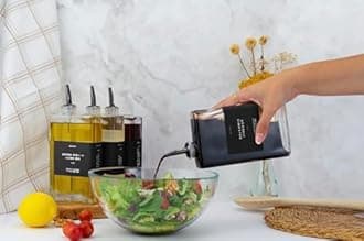 Molimoli Olive Oil Dispenser Bottle for Kitchen, Automatic Pourer, Glass Bottle Dispenser, Olive Oil Cruet | Set of 2 - Black