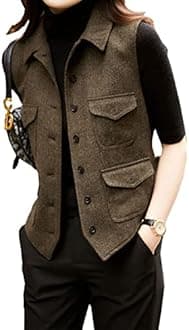 Sports Vest For Women Vest Herringbone Wool Spring Jacket Business Slim Fit Waistcoat Women Sleeveless (Size : XL)